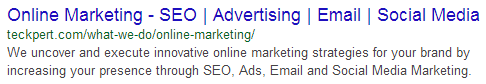 TECKpert Online Marketing SERP Result